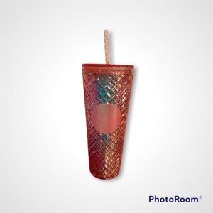 Starbucks 2021 Summer Venti 24 oz Cold Cup Rose Gold Jeweled Release
